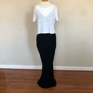 Monrow Layered Linen Maxi Dress White Black M